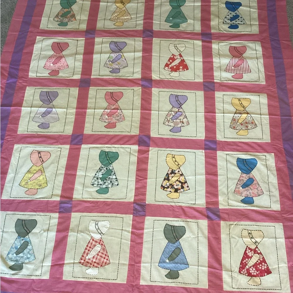 Vintage Sunbonnet Sue Quilt Top 72”x88”